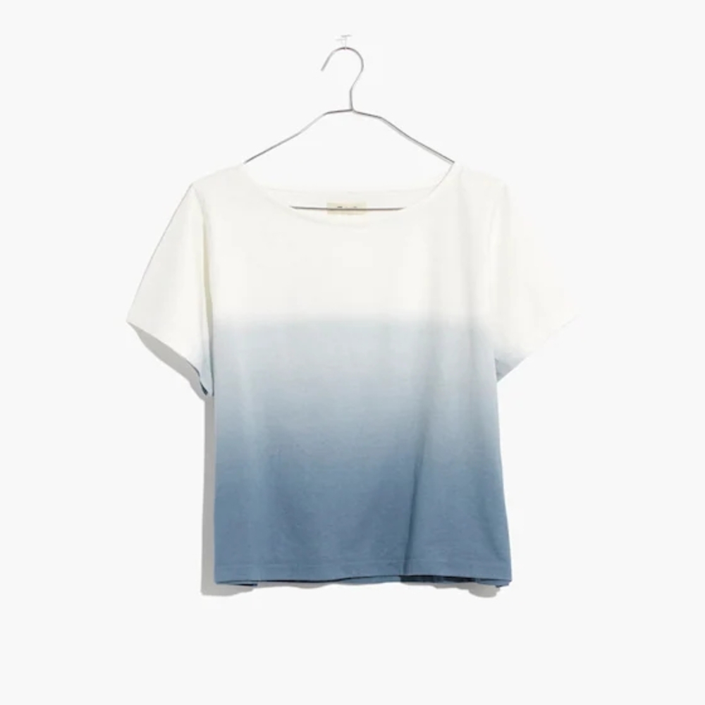 Madewell Dip-dye Setlist Boxy Cropped Tee In Tranquil Lake